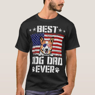 Mens Best Dog Dad Ever Corgi American Flag 4th Of  T-Shirt