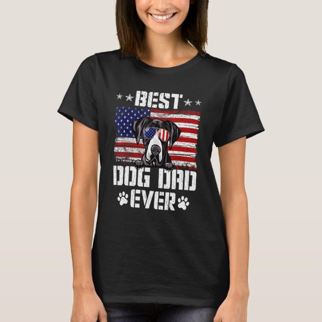 Mens Best Dog Dad Ever Dane American Flag 4th Of J T-Shirt (Front)
