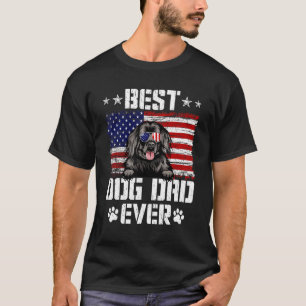 Mens Best Dog Dad Ever Newfoundland American Flag T-Shirt