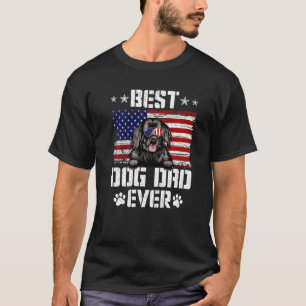 Mens Best Dog Dad Ever Newfoundland American Flag T-Shirt