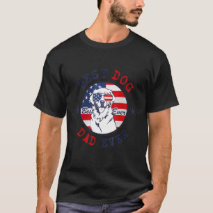 Mens Best Dog Dad Ever Us American Flag Patriotic  T-Shirt