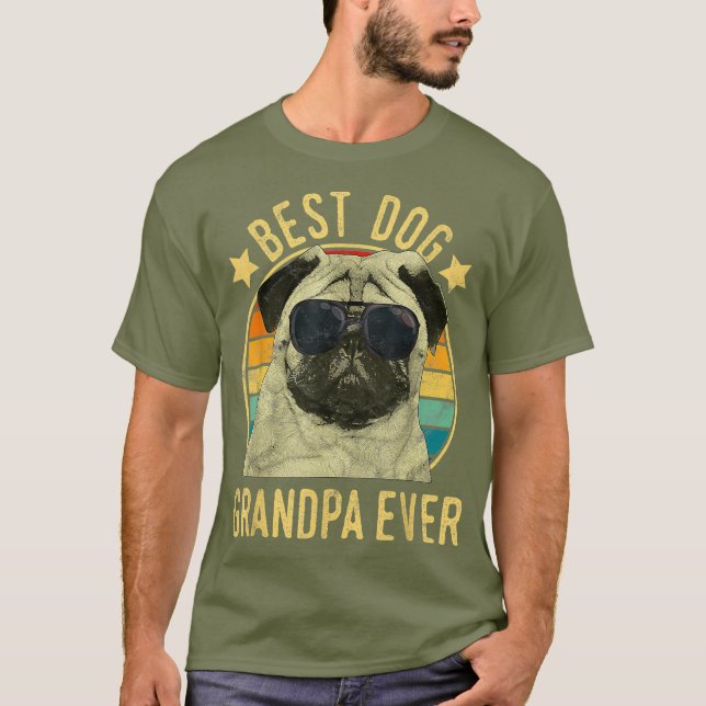 Mens Best Dog Grandpa Ever Pug Fathers Day T-Shirt (Front)