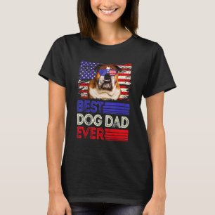 Mens Best English Bulldog Dad Ever American Flag P T-Shirt