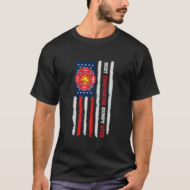 Mens Best Firefighter Gumpy Ever Us Flag Fireman F T-Shirt (Front)