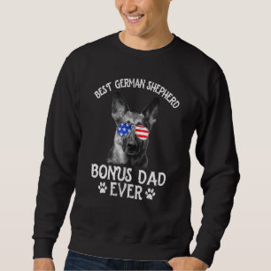 Mens Best German Shepherd Bonus Dad Ever Usa Flag  Sweatshirt
