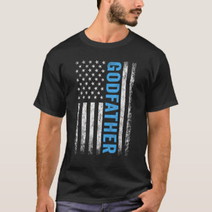 Mens Best Godfather Ever Us American Flag For Fat T-Shirt