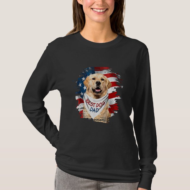 Mens Best Golden Retriever Dad Ever American Flag  T-Shirt (Front)