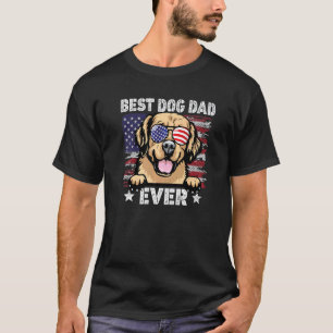 Mens Best Golden Retriever Dad Ever American Flag T-Shirt
