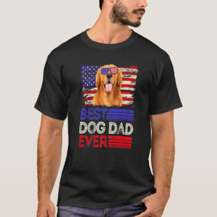 Mens Best Golden Retriever Dad Ever American Flag  T-Shirt
