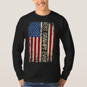 Mens Best Grampy Ever Us American Flag  For Father T-Shirt