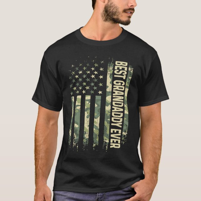 Mens Best Grandaddy Ever Camo American Flag Father T-Shirt (Front)