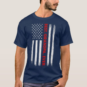 Mens Best Grandpa Ever American Flag Vintage Funny T-Shirt