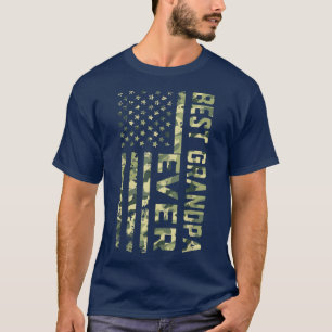 Mens Best Grandpa Ever Camo Flag American Flag Fa T-Shirt