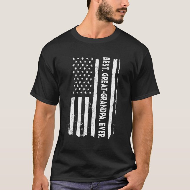 Mens Best Great Grandpa Ever   US Flag 2 T-Shirt (Front)