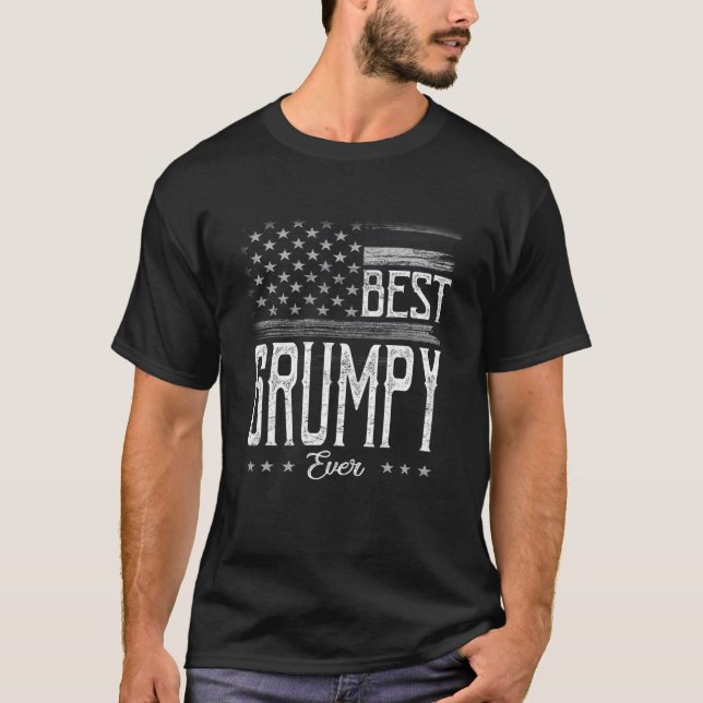 Mens Best Grumpy Ever American Flag Grandpa Gift T-Shirt (Front)