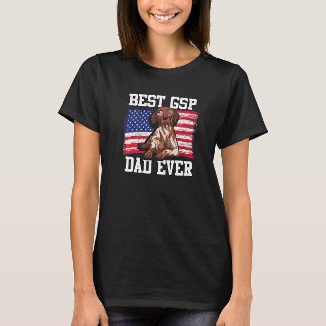 Mens Best GSP Dad Ever US Flag German Shorthaired  T-Shirt (Front)