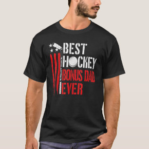 Mens Best Hockey Bonus Dad Ever Coach American Fla T-Shirt