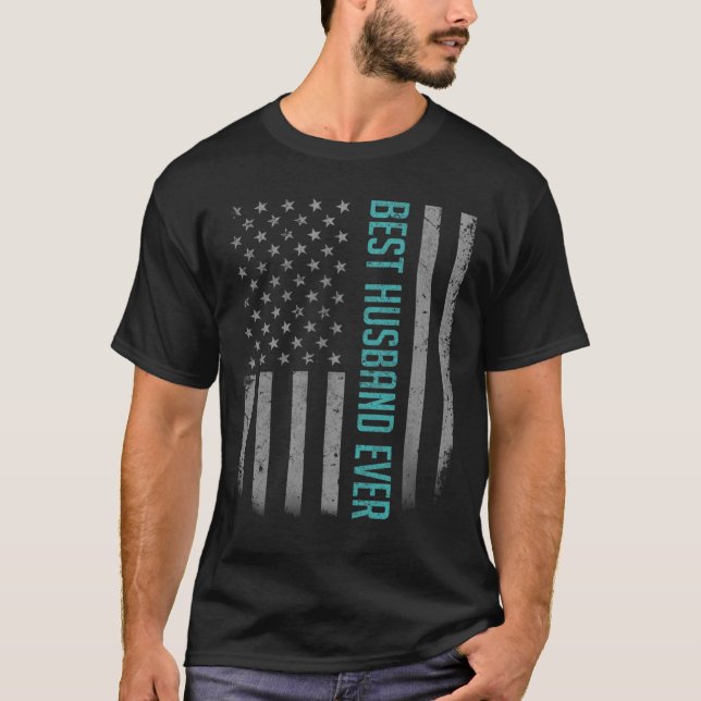 Mens Best Husband Ever American Flag Shirt Gifts F (Front)