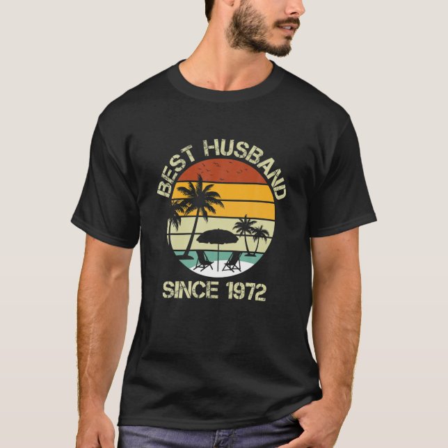 Mens Best Husband Since 1972 50Th Wedding Annivers T-Shirt (Front)