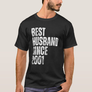 Mens Best Husband Since 2001 Vintage Wedding Anniv T-Shirt