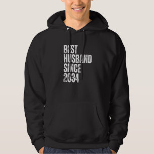Mens Best Husband Since 2034 Vintage Wedding Anniv Hoodie