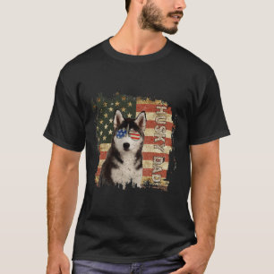 Mens Best Husky Dad Ever American Flag 4th Of July T-Shirt