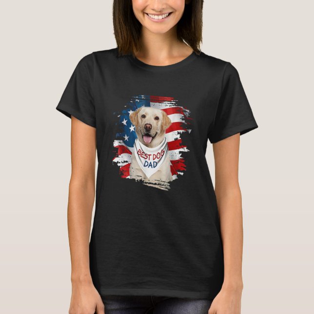 Mens Best Labrador Dad Ever American Flag Dog Fath T-Shirt (Front)