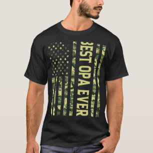 Mens Best Opa Ever Us American Flag Grandpa Fathe T-Shirt