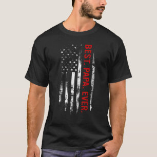 Mens Best Papa Ever Vintage US American Flag  Fath T-Shirt