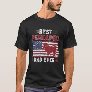Mens Best Peekapoodad Ever American Flag Dog Dad T-Shirt