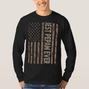 Mens Best Pepaw Ever Us American Flag  Grandpa Fat T-Shirt