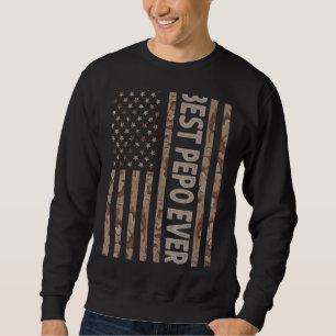 Mens Best Pepo Ever Us American Flag Grandpa Fat Sweatshirt