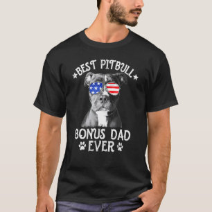 Mens Best Pitbull Bonus Dad Ever American Flag 4th T-Shirt