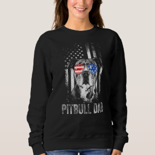 Mens Best Pitbull Dad Ever American Flag Dog Sweatshirt