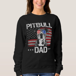 Mens Best Pitbull Dad Ever American Flag Dog Sweatshirt