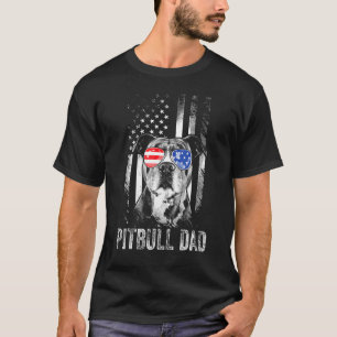 Mens Best Pitbull Dad Ever American Flag Dog T-Shirt