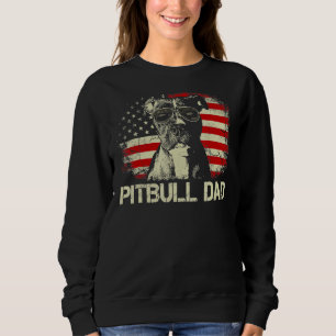 Mens Best Pitbull Dad Ever Us Flag Vintage Father Sweatshirt