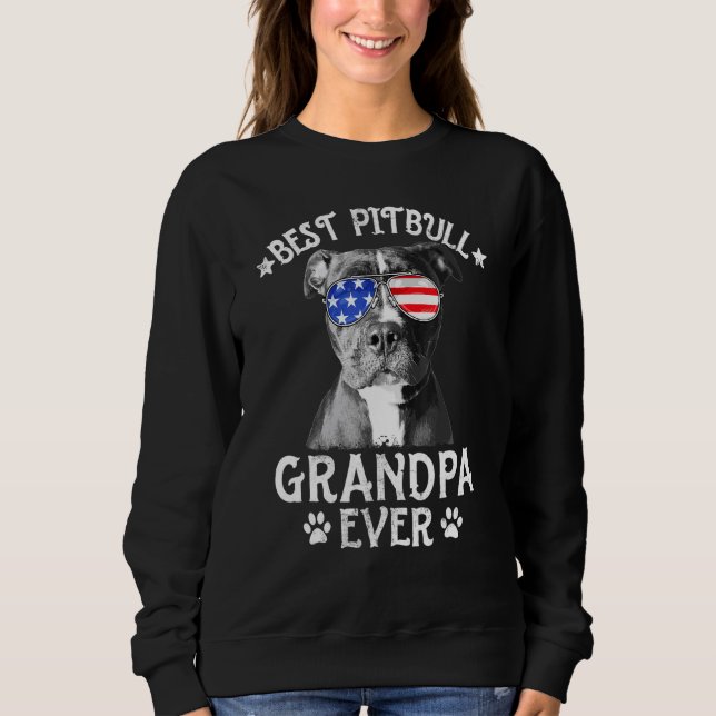 Mens Best Pitbull Grandpa Ever Dog Dad American Fl Sweatshirt (Front)