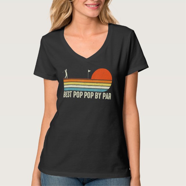 Mens Best Pop Pop By Par Fathers Day Golf Tee (Front)