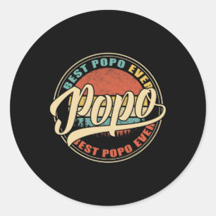 Mens Best Popo Ever Vintage Retro Funny Gifts Dad  Classic Round Sticker