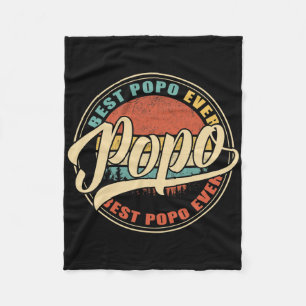 Mens Best Popo Ever Vintage Retro Funny Gifts Dad Fleece Blanket