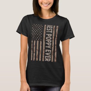 Mens Best Poppy Ever Us American Flag Grandpa Fat T-Shirt
