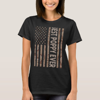 Mens Best Poppy Ever Us American Flag  Grandpa Fat T-Shirt