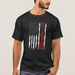 Mens Best Poppy Ever With Us American Flag Father' T-Shirt