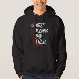 Mens Best Pucking Dad Ever American Flag Hockey Fa Hoodie