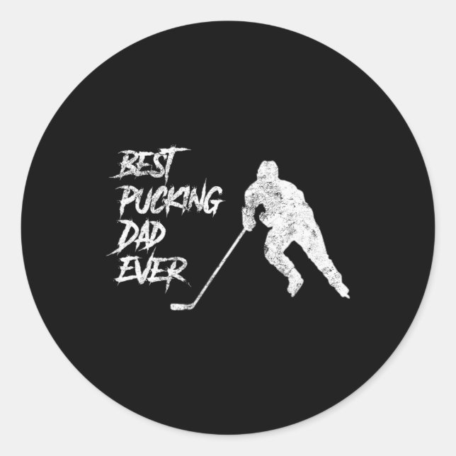 Mens Best Pucking Dad Ever Hockey Father's Day Gif Classic Round Sticker (Front)