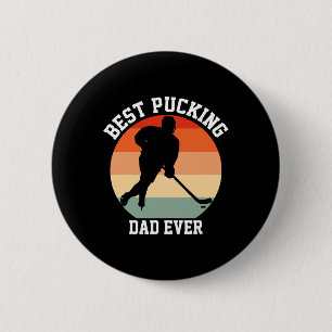 Mens Best Pucking Dad Ever Hockey Retro Hockey Pla 6 Cm Round Badge