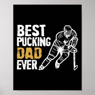 Mens Best Pucking Dad Ever Retro Ice Hockey Coach  Poster
