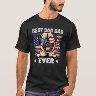Mens Best Pug Dad Ever American Flag Fathers Day T-Shirt