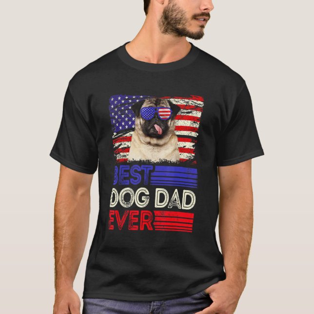 Mens Best Pug Dad Ever American Flag Patriotic T-Shirt (Front)